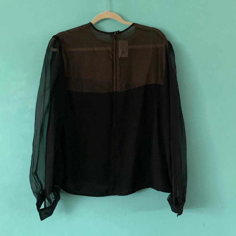 VTG David Hayes Black Sheer Silk Blouse 14 - Picture 5 of 8